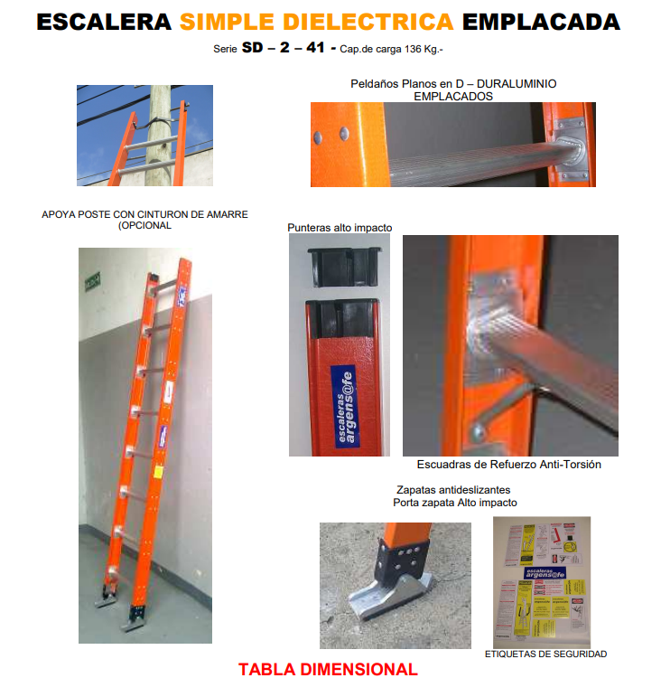 ESCALERA DIELECTRICA SD-2-41-08 SIMPLE (AS)